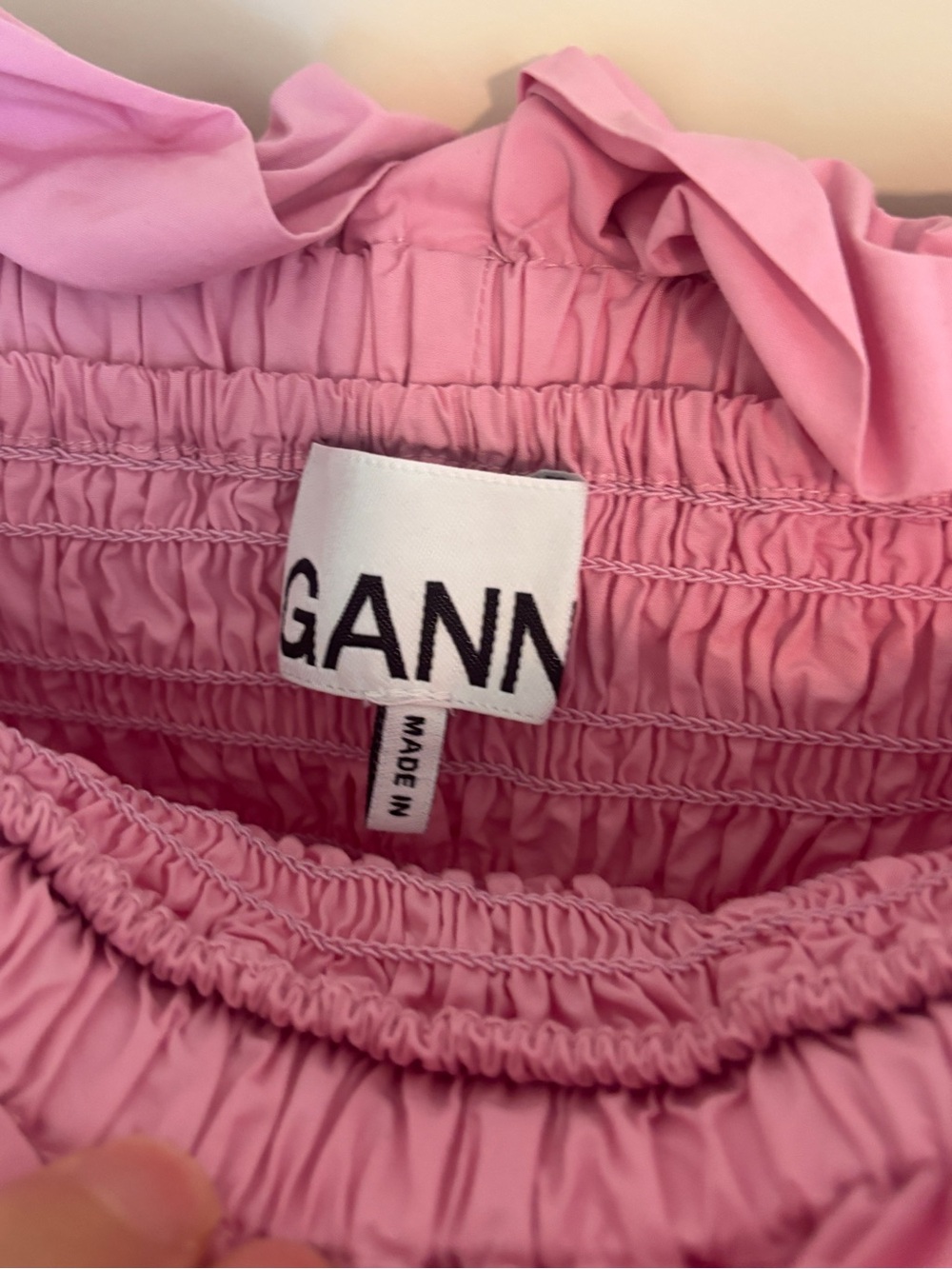 Ganni Pink Ruffle Off-Shoulder Dress - Picture 5 of 6